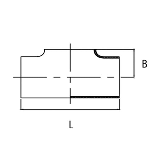 T-rör, kort, ISO, svetsat