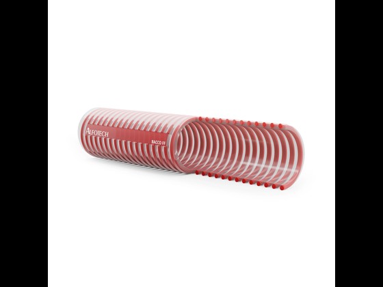 Kraftig Bacco FF dryckesslang, idealisk för transport av vin upp till 50% alkohol och ättika. Förstärkt med röd PVC-spiral. Beställ här.