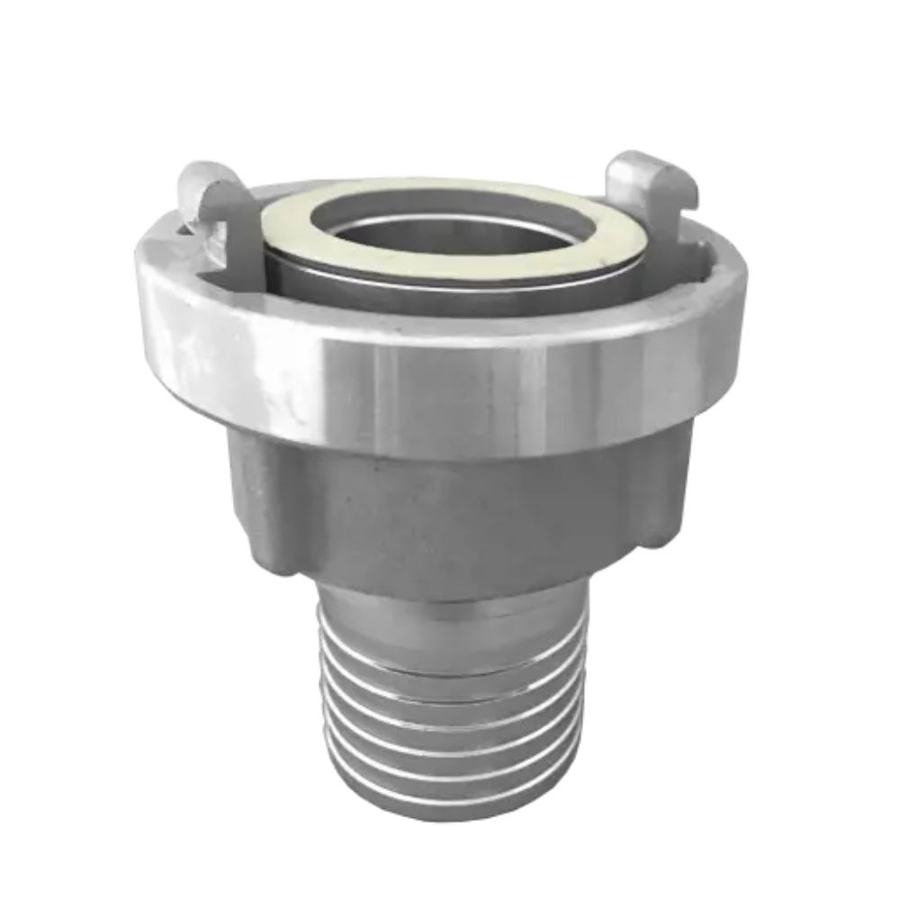 Robust och svängbar Storz-koppling med slangstuts tillverkad av smidd aluminium. Används bland annat för vattenförsörjning och pumpsystem. Beställ här.