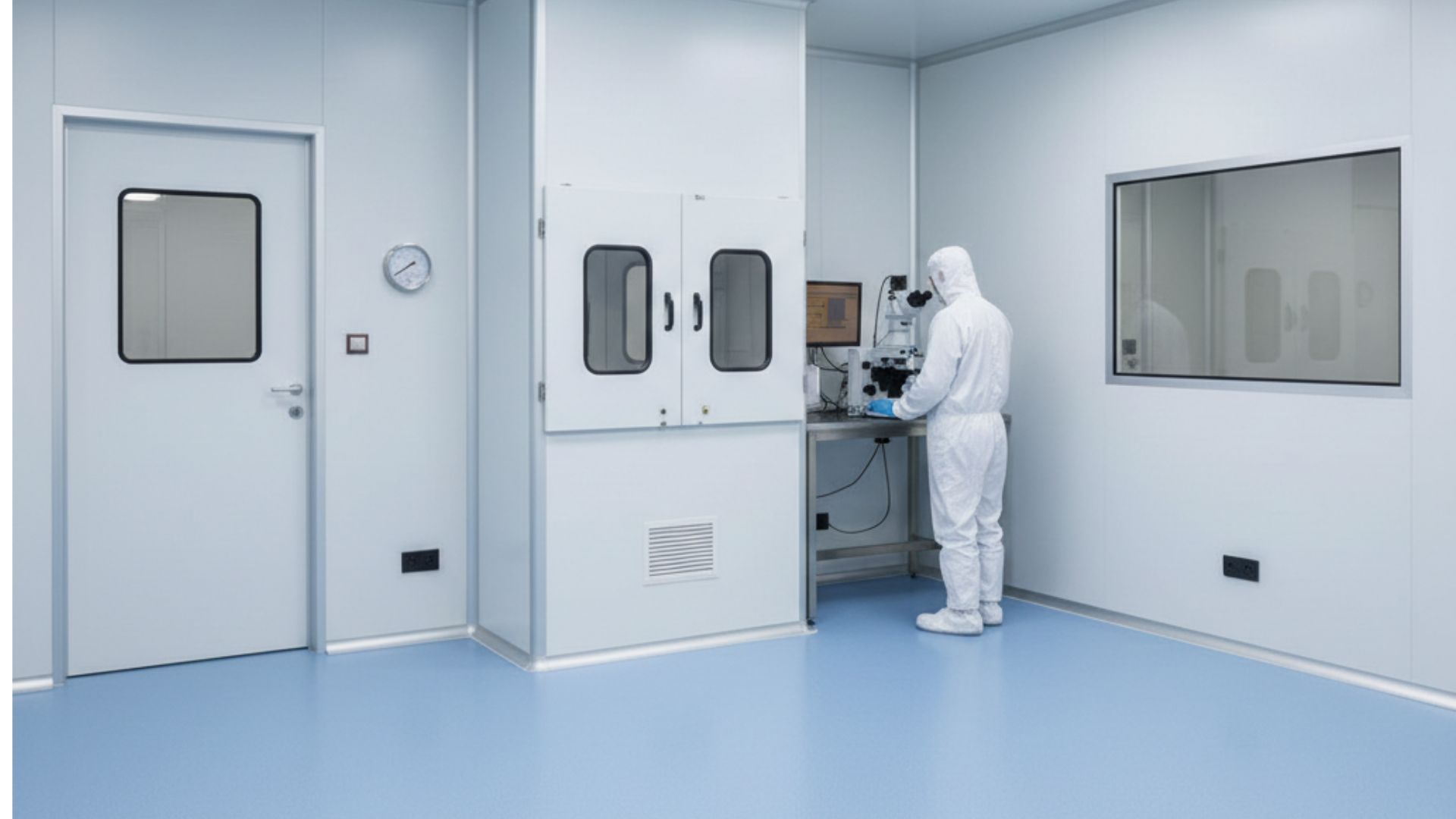 man standing in ISO-7 cleanroom