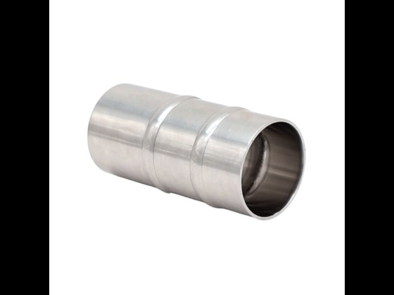 Robust DS/SMS slangstuts med 2 vulster, designad för hygieniska applikationer. Perfekt för livsmedelsgodkända rörsystem. Beställ här!