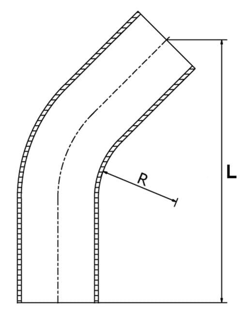 Rörböj, 45 grader, DIN
