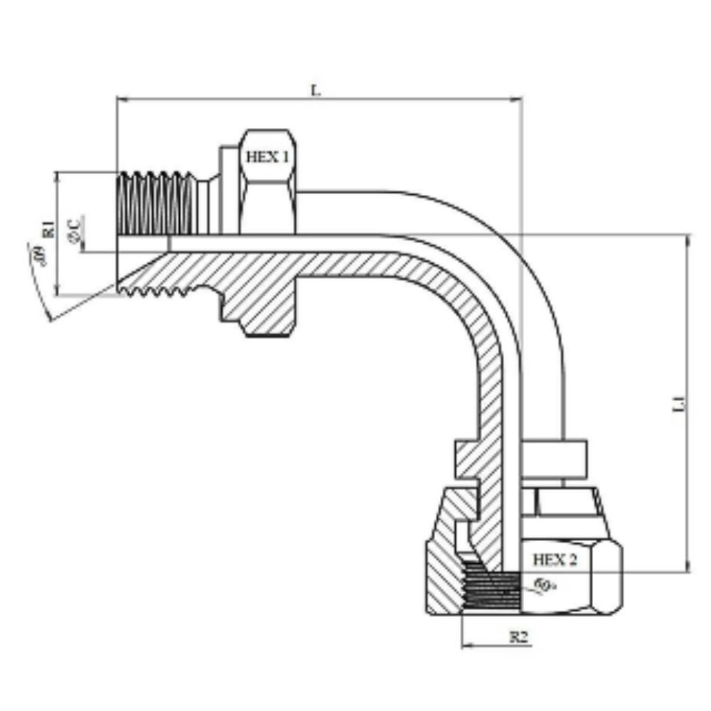Övergångsstycke, 90° Rörböj