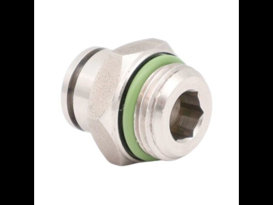 Robust push-in sexkantnippel med BSPP-gänga, tillverkad i rostfritt stål AISI 316. Inkl. Vitonpackning. Lämplig för tryckluftsslangar. Beställ via webbshop här!