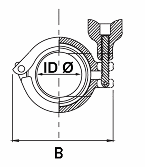 Clamp spännring, dubbla gångjärn