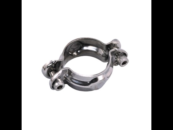 DS/SMS rörklammer i rostfritt stål utan skaft, perfekt för stabila installationer i livsmedelsindustrin. För hållbarhet och hygien. Bestil här!