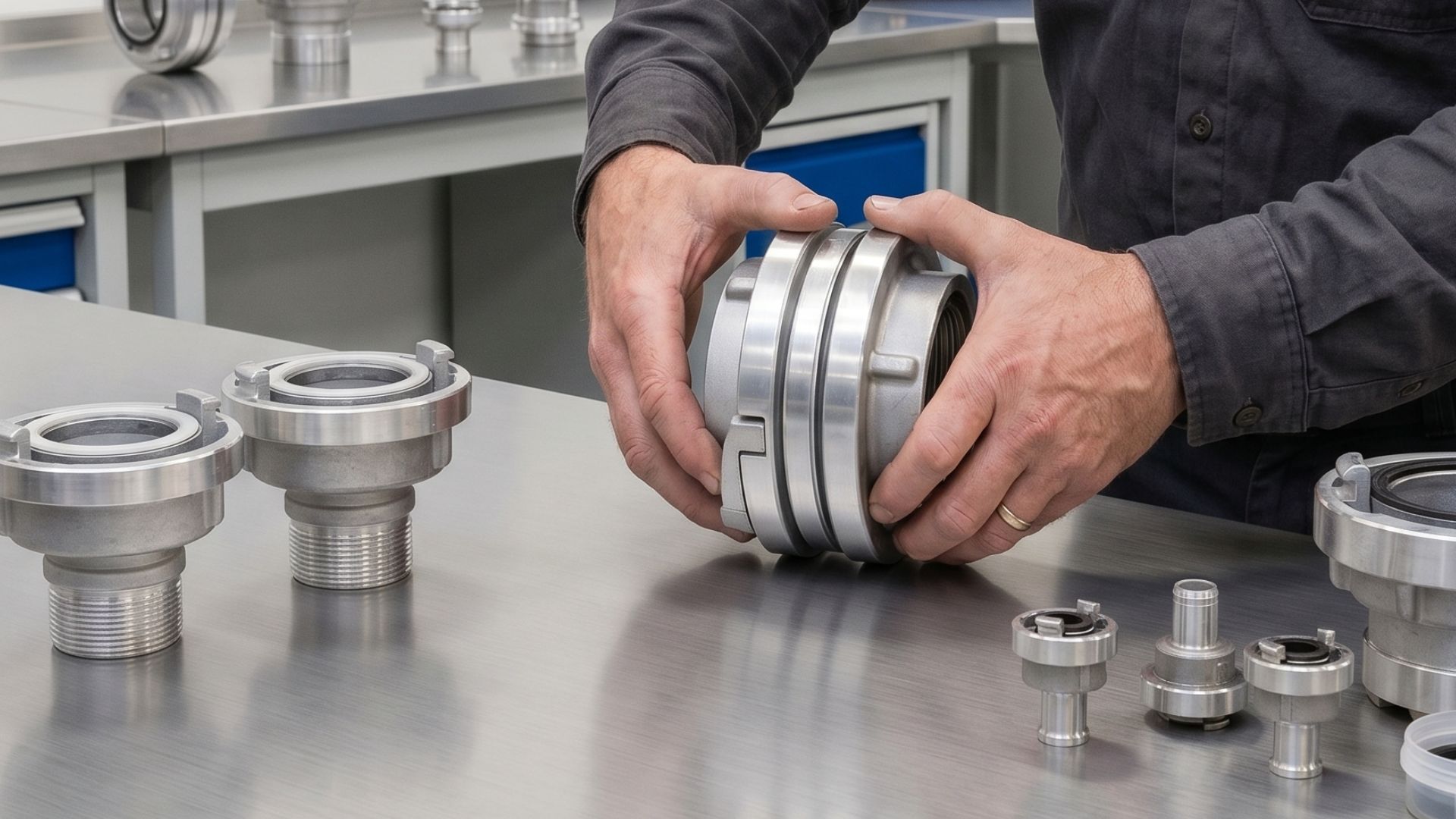 man kopplar ihop Storz-kopplingar