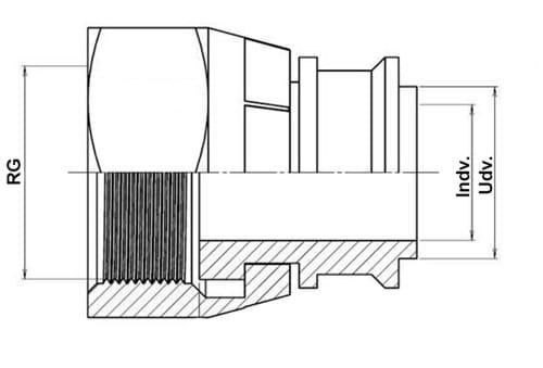 Svetskoppling til bälgslang, rörgänga mutter hona