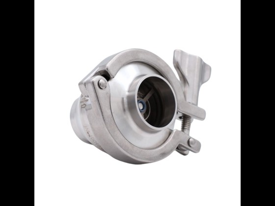 AWH backventil i AISI 316L säkerställer enkelriktad flöde i sanitära rörinstallationer. Hygienisk och lätt att rengöra. Levereras med EPDM-packning som standard