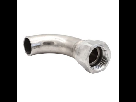 Svetskoppling till bälgslang, RG mutter, 90° rörböj