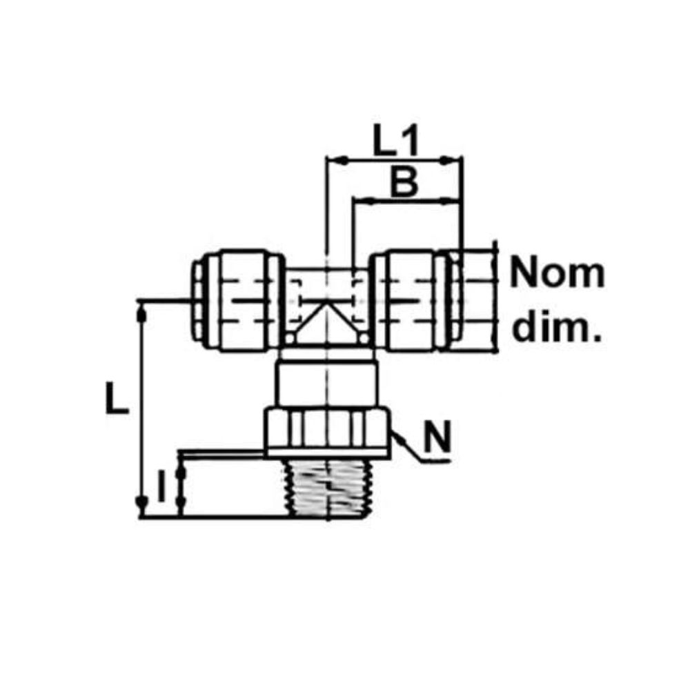 Push-in-T-stycke, svivel, BSPP