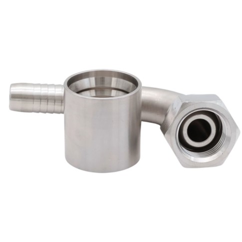 AFT rostfri presskoppling, rörgänga swivel hona, 90° böj, med 60° kona