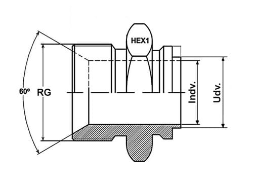 Svetskoppling til bälgslang, rörgänga nippel med 60° kona
