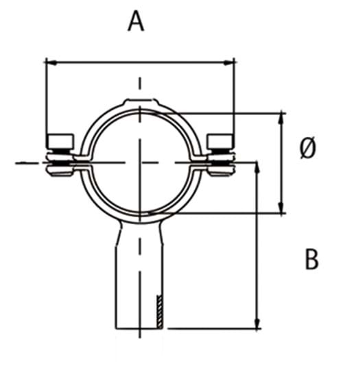 Rörklammer med skaft, Unbracobult